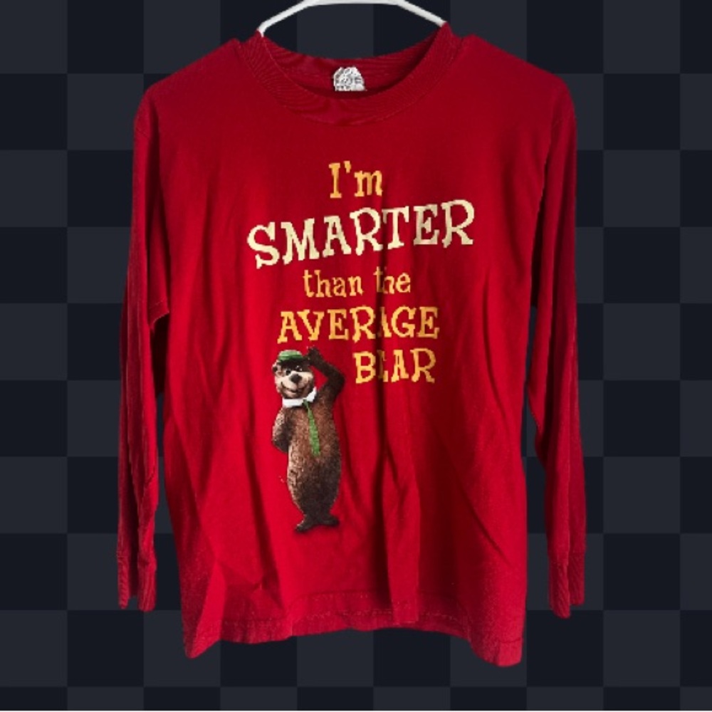 Red Long Sleeve Shirt with Yogi Bear Graphic